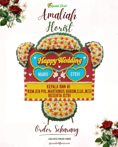 Karangan Papan Bunga Pernikahan di Dullah